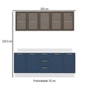 Ver imagem 4 de Cozinha Compacta Amara 9 Portas 3 Gavetas com Vidro 40250786 Azul/branco - Politorno