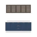 Ver imagem 2 de Cozinha Compacta Amara 9 Portas 3 Gavetas com Vidro 40250786 Azul/branco - Politorno