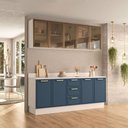 Ver imagem 1 de Cozinha Compacta Amara 9 Portas 3 Gavetas com Vidro 40250786 Azul/branco - Politorno
