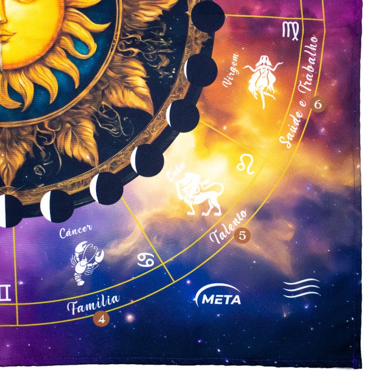 Toalha Altar Tarot Tecido Cartas Zodiaco Sol Signo 70x70cm - 3