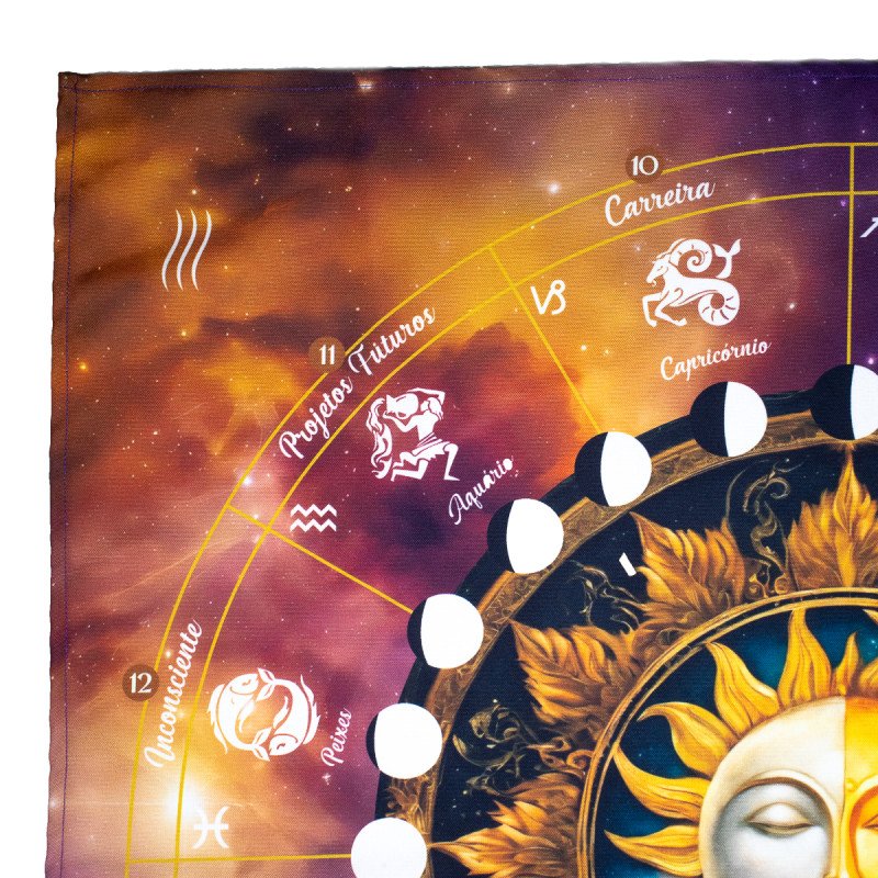 Toalha Altar Tarot Tecido Cartas Zodiaco Sol Signo 70x70cm - 5