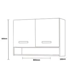 Armario Aereo Cozinha 2 Portas 0,80 Cm com Nicho Alice Hr Móveis - 5