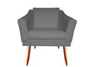 Ver imagem 3 de Kit Namoradeira + 2 Poltronas Decorativa Agatha Suede Cinza Pés Madeira Mz Decor