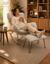 Ver imagem 1 de Easy Cozy Poltrona de Balanço com Apoio para Os Pés – Conforto e Relaxamento Bege