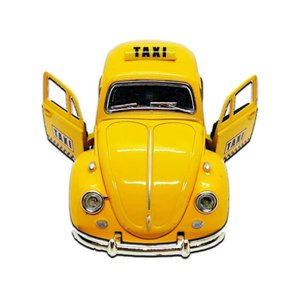 Super Carrinho Fusquinha Taxi Amarelo Miniatura Fusca 12 Cm Decoração Coleção