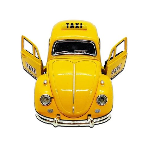 Super Carrinho Fusquinha Taxi Amarelo Miniatura Fusca 12 Cm Decoração Coleção