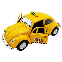 Super Carrinho Fusquinha Taxi Amarelo Miniatura Fusca 12 Cm Decoração Coleção - 3