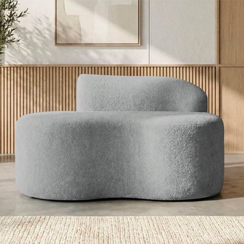 Sofá Curvo Malta 1 Lugar Compacto Moderno Luxo Bouclé