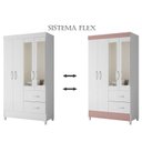 Ver imagem 2 de Guarda Roupa Solteiro Mobi 04 Portas com Espelho Flex Branco Rosa - Móveis Albatroz