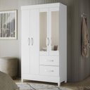 Ver imagem 5 de Guarda Roupa Solteiro Mobi 04 Portas com Espelho Flex Branco Rosa - Móveis Albatroz