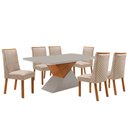 Ver imagem 1 de Mesa de Jantar Aster 180 cm Tampo MDF Vidro Canto Copo com 6 Cadeiras Yasmin