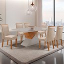 Ver imagem 2 de Mesa de Jantar Aster 180 cm Tampo MDF Vidro Canto Copo com 6 Cadeiras Yasmin