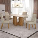Ver imagem 1 de Mesa de Jantar Dora 120x80 Vidro 40mm Cinamomo Off White com Kit 4 Cadeiras Veludo Bege -Valdemóveis