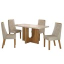 Ver imagem 2 de Mesa de Jantar Dora 120x80 Vidro 40mm Cinamomo Off White com Kit 4 Cadeiras Veludo Bege -Valdemóveis