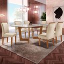 Ver imagem 1 de Mesa de Jantar 6 Lugares Nápoles/Luísa com Vidro Cinamomo/Off White/Bege - Cel Móveis