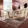 Mesa de Jantar 6 Lugares Nápoles/Luísa com Vidro Cinamomo/Off White/Bege - Cel Móveis - 1