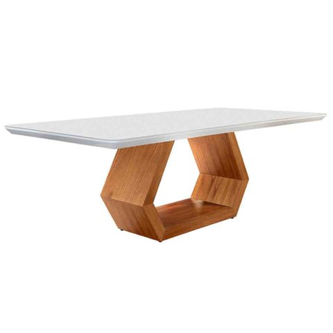 Mesa Ane 220cm Madeira e Vidro Mobillare