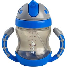 Copo Alça Infantil Com Canudo Silicone Bebê Transição 240ml Clingo - 1