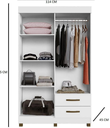 Ver imagem 3 de Guarda Roupa Solteiro 4 Portas 2 Gavetas com Pés 114cm Copacabana Cinamomo - Benetil