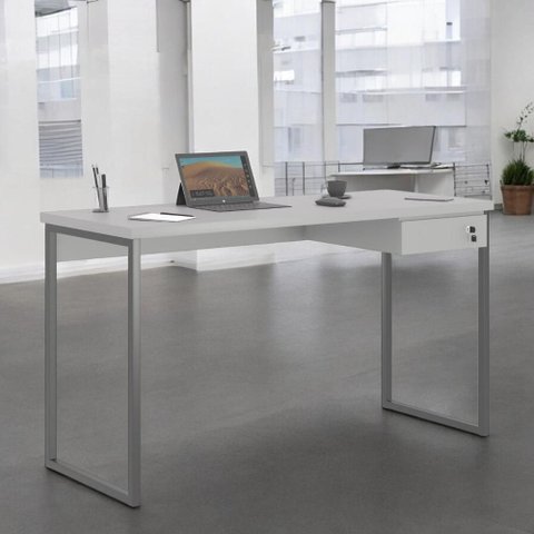 Mesa Home Office Escrivaninha Shine 1,20 Cinza com Gaveteiro