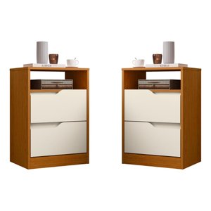 Jogo Mesas de Cabeceira Flex Bituruna Cinamomo Off White