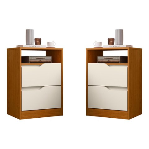 Jogo Mesas de Cabeceira Flex Bituruna Cinamomo Off White