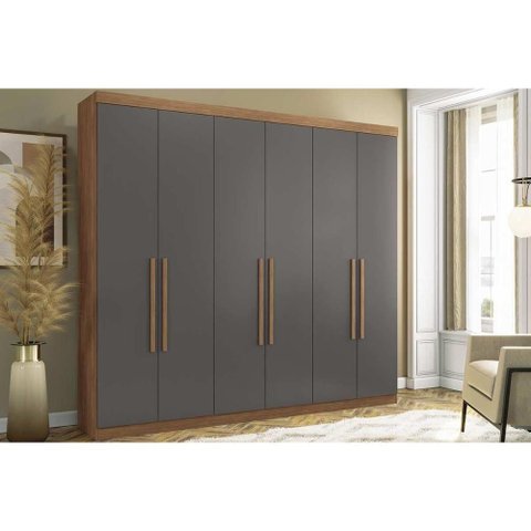 Guarda Roupa Casal 6 Portas e 4 Gavetas Imaginare New Jatoba/grafitte - Santos Andirá