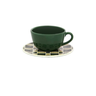 Xícara de Chá Piastrela 200ml Verde com Pires - 1