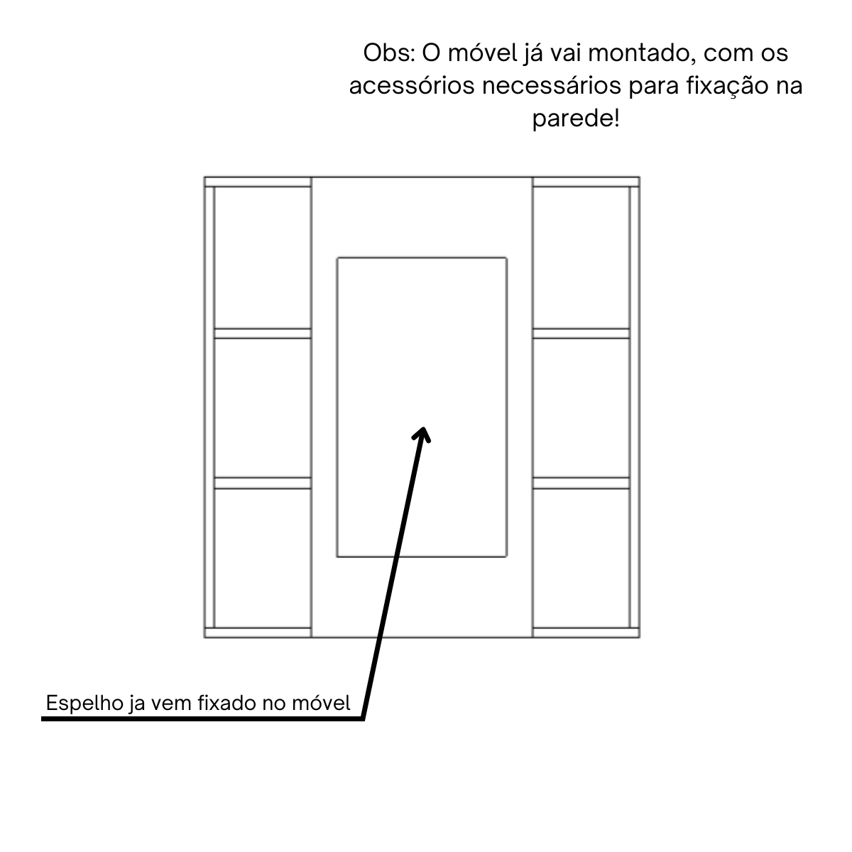 Armário Aéreo Banheiro 1 Porta com Espelho e 2 Nichos Mdf Plancasa:branco - 6