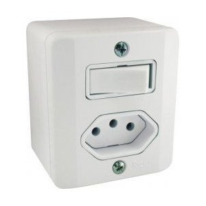 Conjunto 1 Tecla Paralelo 1 Tomada 10a Sobrepor Sistema X Radial Branco Completo