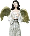 Ver imagem 2 de Estatueta Anjo Pombinha Branca Natal Enfeite em Resina 38cm