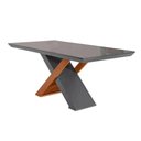 Ver imagem 1 de Mesa para Cozinha Imperatriz + Tampo Madeirado Vidro Reto 180x90cm Grafite/Imbuia - Rufato
