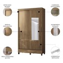 Ver imagem 3 de Guarda Roupa Solteiro 107cm 2 Portas com Espelho Thales Jequitibá S01 - Mpozenato