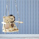 Ver imagem 3 de Papel de Parede Chevron Azul Quarto Menino Rolo 3m