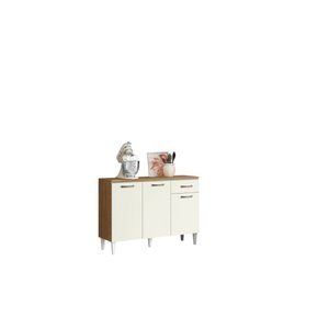 Balcão de Cozinha Atenas com Tampo 3 Portas 1 Gaveta Atacama / Off White - Aramoveis