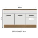 Ver imagem 4 de Balcão Gabinete de Pia Cozinha 150 cm 2 Gavetas 2 Portas (Com Tampo) Rustic/Branco Agata Madesa