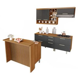 Cozinha Modulada Burguesa Gourmet 06 Peças Ripado em Mdf Nesher - 7