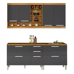 Cozinha Modulada Burguesa Gourmet 06 Peças Ripado em Mdf Nesher - 3