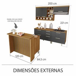 Cozinha Modulada Burguesa Gourmet 06 Peças Ripado em Mdf Nesher - 4