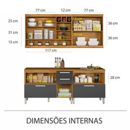 Cozinha Modulada Burguesa Gourmet 06 Peças Ripado em Mdf Nesher - 5