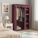Ver imagem 3 de Guarda Roupa Modular Portátil para Quarto com Arara, Prateleiras e Porta com Zíper Vinho Luxo