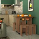 Ver imagem 2 de Mesa de Jantar 4 Lugares Quadrado Tampo Dobrável MDP Marrom/Montana