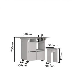Mesa de Jantar 4 Lugares Quadrado Tampo Dobrável MDP - 3