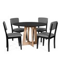 Ver imagem 1 de Mesa de Jantar Redonda Montreal Pret/jade com 4 Cadeiras Estofadas Ella Preto/cinza Escuro