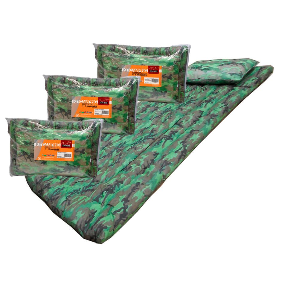 Kit 3 Colchonetes Fa Colchões Kit Camping com Travesseiro 188x78cm Camuflado 7102 - 1