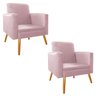 Kit 02 Poltronas Bella Pés Palito Mel Corano Rosa Bebê - ADJ Decor - 1
