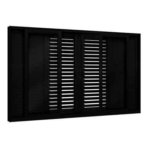 Janela de Alumínio Veneziana Flex 4 Folhas Móveis e 2 Fixas 120x150cm Lucasa Eccellente Preto