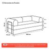 Sofá Cama de Espuma Modular Axel 180cm 03 Lugares com Apoio de Metal Linho Cinza - Desk Design - 4