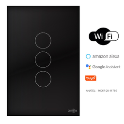 Interruptor Touch WIFI 3 PAD - 4x2 PRETO - 2