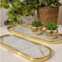 Ver imagem 3 de Bandeja Marmorizada Oval Banheiro Lavabo Decorativa Multiuso Cor Branco